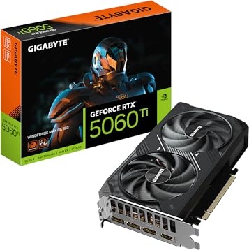 GIGABYTE GeForce RTX 5060 Ti WINDFORCE MAX OC 16G Graphics Card, 16GB 128-bit GDDR7, PCIe 5.0, WINDFORCE Cooling System, GV-N506TWF2MAX OC-16GD Video Card
