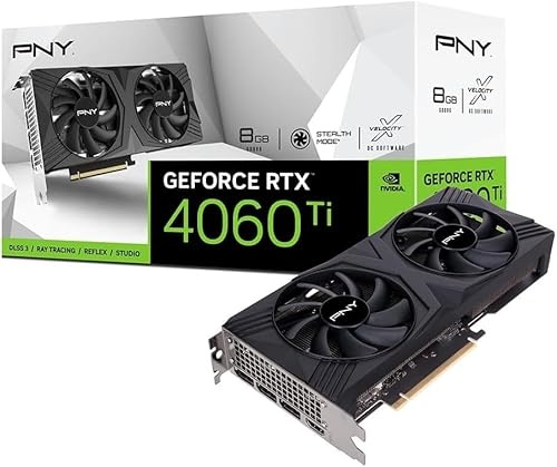 PNY GeForce RTX™ 4060 Ti 8GB Verto™ Dual Fan Graphics Card DLSS 3 (128-bit, PCIe 4.0, GDDR6, HDMI/DisplayPort, Supports 4k, 2 Slot)