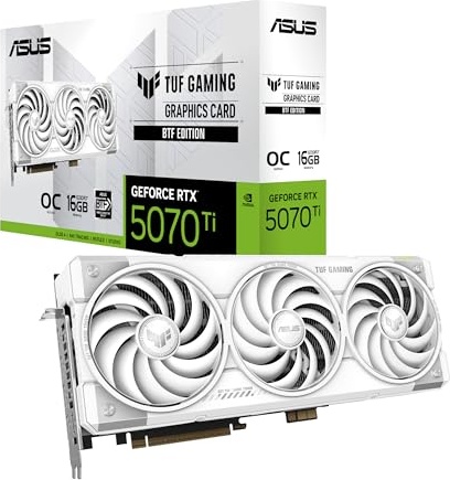 ASUS TUF Gaming GeForce RTX ™ 5070 Ti 16GB GDDR7 BTF White OC Edition Gaming Graphics Card (PCIe® 5.0, HDMI®/DP 2.1, 3.125-slot, Military-Grade Components, with a Detachable GC-HPWR Adapter)