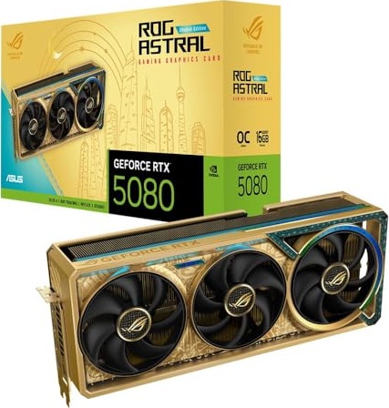 ASUS NVIDIA GeForce RTX 5080 ROG Astral Dhahab CORE Overclocked Triple Fan 16GB GDDR7 PCIe 5.0 Graphics Card