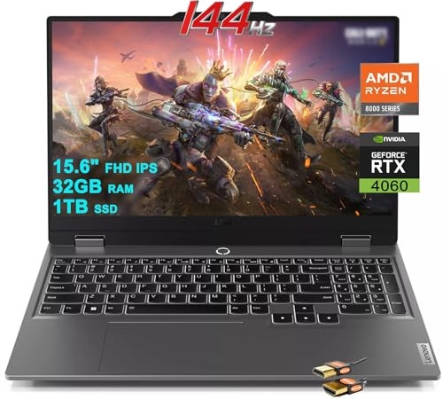 Lenovo LOQ Gaming Laptop, RTX 4060, Ryzen 7 8845HS, 15.6" FHD 144Hz, 32 GB RAM, 1 TB SSD Image