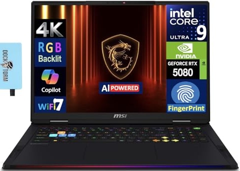 msi Raider 18 HX AI Gaming Laptop, RTX 5080, Ultra 9 285HX, 18.0" UHD 120Hz, 64 GB DDR5, 2 TB SSD Image