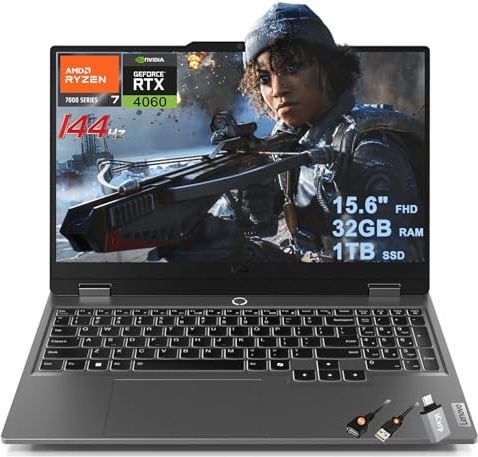 Lenovo LOQ Gaming Laptop, RTX 4060, Ryzen 7 7435HS, 15.6" FHD 144Hz, 32 GB RAM, 1 TB SSD Image