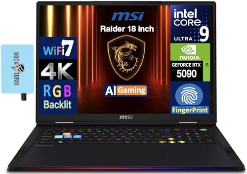 msi Raider 18 HX AI Gaming Laptop, RTX 5090, Ultra 9 285HX, 18.0" UHD 120Hz, 64 GB DDR5, 1 TB SSD Image