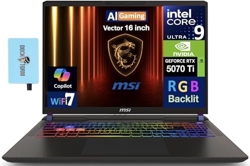 msi Vector 16 HX AI Gaming Laptop, RTX 5070 Ti, Ultra 9 275HX, 16.0" 2.5K 240Hz, 64 GB DDR5, 8 TB SSD Image