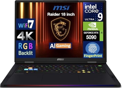 msi Raider AI Gaming Laptop, RTX 5090, Ultra 9 285HX, 18.0" UHD 120Hz, 64 GB DDR5, 1 TB SSD Image