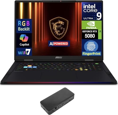msi Raider AI Gaming Laptop, RTX 5080, Ultra 9 285HX, 18.0" UHD 120Hz, 64 GB DDR5, 2 TB SSD Image