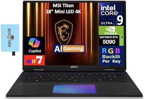 msi Titan 18 HX AI Gaming Laptop, RTX 5090, Ultra 9 285HX, 18.0" UHD 120Hz, 64 GB DDR5, 2 TB SSD Image