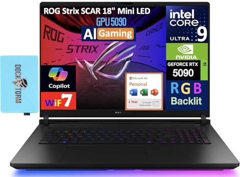 ASUS ROG Strix Scar AI Gaming Laptop, RTX 5090, Ultra 9 275HX, 18.0" 2.5K 240Hz, 32 GB DDR5,  Image