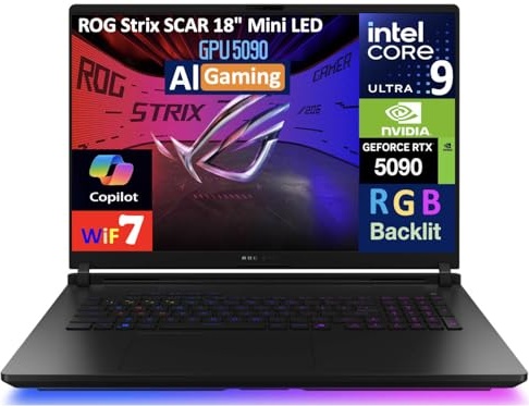 ASUS ROG Strix Scar AI Gaming Laptop, RTX 5090, Ultra 9 275HX, 18.0" 2.5K 240Hz, 64 GB DDR5, 1 TB SSD Image