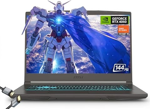 msi Thin 15.6 inch 144Hz FHD Thin Bezel IPS Gaming Laptop, RTX 4060, Ryzen 5 7535HS, 15.6" FHD 144Hz, 32 GB RAM, 2 TB SSD Image