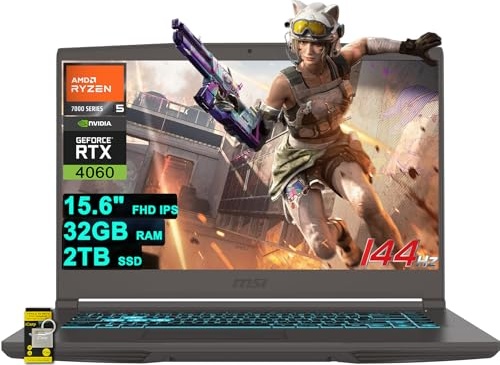 msi Thin A15 Gaming Laptop, RTX 4060, Ryzen 5 7535HS, 15.6" FHD 144Hz, 32 GB DDR5, 2 TB SSD Image