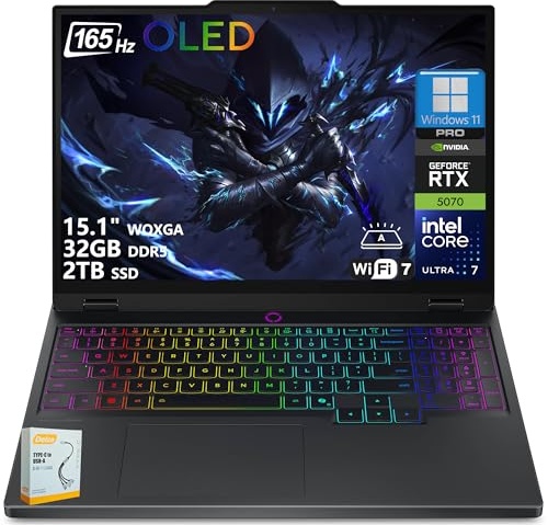 Lenovo Legion 5 AI-Powered Gaming Laptop, RTX 5070, Ultra 7 255HX, 15.1" 2.5K 165Hz, 32 GB DDR5, 2 TB SSD Image