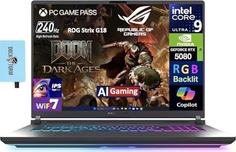 ASUS ROG Strix G18 (2025) AI Gaming Laptop, RTX 5080, Ultra 9 275HX, 18.0" 2.5K 240Hz, 64 GB DDR5, 8 TB SSD Image