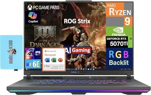 ASUS ROG Strix AI Gaming Laptop, RTX 5070 Ti, Ryzen 9 8940HX, 16.0" WUXGA 165Hz, 32 GB DDR5,  Image