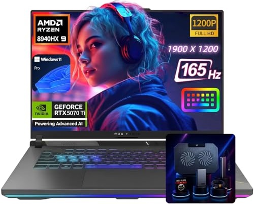ASUS ROG Strix G16 Gaming Laptop, RTX 5070 Ti, Ryzen 9 8940HX, 16.0" FHD 165Hz, 64 GB DDR5, 8 TB SSD Image