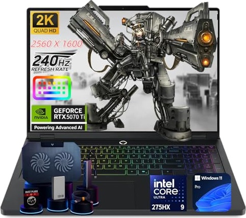 Lenovo Legion Pro 5i Gen 10 Gaming Laptop, RTX 5070 Ti, Ultra 9 275HX, 16.0" 2.5K 240Hz, 64 GB DDR5, 8 TB SSD Image