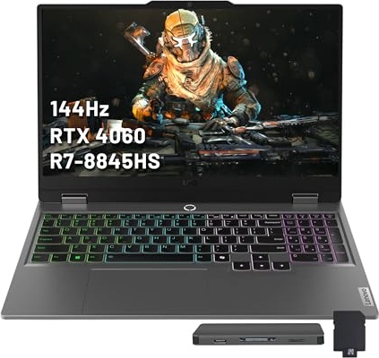 Lenovo LOQ 15.6'' 144Hz FHD Gaming Laptop, RTX 4060, Ryzen 7 8845HS, 15.6" FHD 144Hz, 32 GB DDR5, 2 TB SSD Image