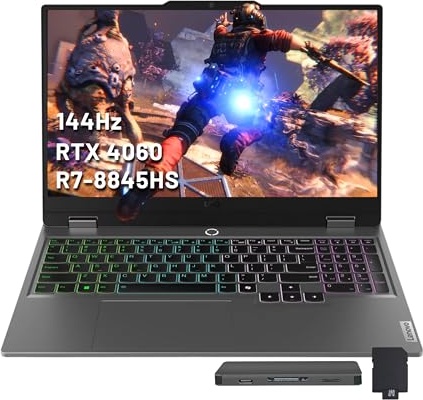 Lenovo LOQ 15.6'' 144Hz FHD Gaming Laptop, RTX 4060, Ryzen 7 8845HS, 15.6" FHD 144Hz, 16 GB DDR5, 1 TB SSD Image