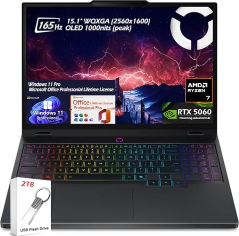 Lenovo Legion 5 15.1" OLED WQXGA 165HZ Gaming Gaming Laptop, RTX 5060, Ryzen 7 260, 15.1" 2.5K 165Hz, 32 GB RAM, 1 TB SSD Image