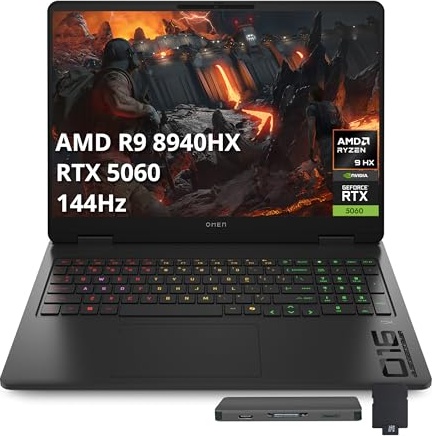 HP Omen 16" 2K 144Hz Gaming Laptop, RTX 5060, Ryzen 9 8940HX, 16.0" WUXGA 144Hz, 64 GB DDR5, 2 TB SSD Image