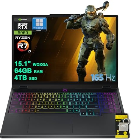 Lenovo Legion 5 AI-Powered Gaming AI PC Laptop 15.1" WQXGA 2560x1600 OLED 165Hz AMD 8-core Ryzen 7 260 64GB DDR5 4TB SSD GeForce RTX 5060 DLSS4 (Up to 572 AI TOPS) HARMAN Win11Pro ICP Hub w/Copilot AI Gaming Laptop, RTX 5060, Ryzen 7 260, 15.1" 2.5K 165Hz, 64 GB DDR5, 4 TB SSD Image