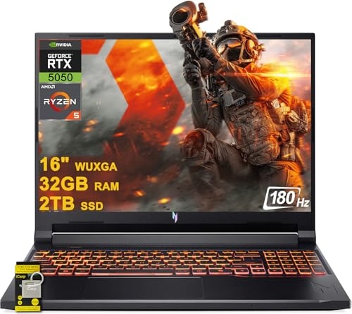 acer Nitro V 16 AI Gaming Laptop, RTX 5050, Ryzen 5 240, 16.0" WUXGA 180Hz, 32 GB RAM, 2 TB SSD Image