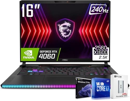 msi 2025 Raider GE68Hx 16" 2.5K 240Hz Gaming Laptop, RTX 4060, i7-14700HX, 16.0" 2.5K 240Hz, 64 GB DDR5, 4 TB SSD Image