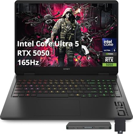 HP Omen 16" FHD+ 165Hz Slim Gaming Laptop, RTX 5050, Ultra 5 225H, 16.0" FHD 165Hz, 16 GB DDR5, 1 TB SSD Image