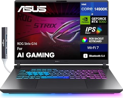 ASUS ROG Strix G16 AI Gaming Laptop, RTX 5060, i9-14900HX, 16.0" FHD 165Hz, 16 GB DDR5, 1 TB SSD Image