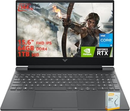HP Victus 15 Gaming Laptop, RTX 3050 6 GB, i5-13420H, 15.6" FHD 144Hz, 64 GB DDR4, 1 TB SSD Image