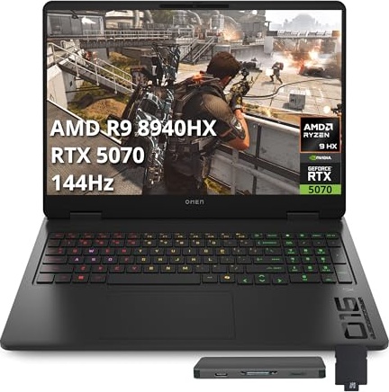 HP Omen 16" FHD 144Hz Gaming Laptop, RTX 5070, Ryzen 9 8940HX, 16.0" FHD 144Hz, 64 GB DDR5, 4 TB SSD Image