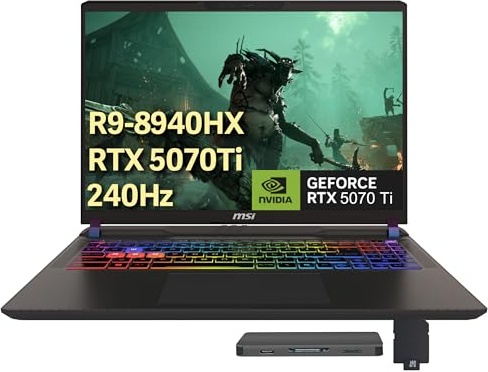 msi Vector 16" 240Hz QHD+ Gaming Laptop, RTX 5070 Ti, Ryzen 9 8940HX, 16.0" QHD 240Hz, 64 GB DDR5, 2 TB SSD Image
