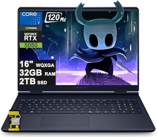 Dell Alienware 16 Aurora Gaming AI Laptop 16" WQXGA 120Hz (100% sRGB) Intel 10-core Core 7 240H (Beats Ultra 7 165H) 32GB RAM 2TB SSD GeForce RTX 5050 DLSS4 (Up to 421 AI Tops) Win11 ICP Hub/Copilot Gaming Laptop, RTX 5050, Ultra 7 165H, 16.0" 2.5K 120Hz, 32 GB RAM, 2 TB SSD Image