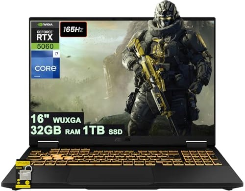 ASUS TUF Gaming F16 Laptop 16" WUXGA IPS 165Hz (100% sRGB, GSYNC) Intel 16-core i7-14650HX 32GB DDR5 1TB SSD GeForce RTX 5060 (Up to 572 AI Tops) RGB Backlit Thunderbolt Hi-Res Wi-Fi6E Win11 ICP Hub Gaming Laptop, RTX 5060, i7-14650HX, 16.0" WUXGA 165Hz, 32 GB DDR5, 1 TB SSD Image